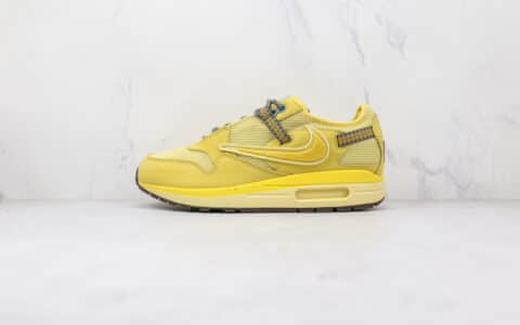 耐克Nike Air Max 1 Cactus Jack x Travis Scott联名款纯原版本柠檬黄色倒勾Max1气垫鞋原楦头纸板打造 货号：DO9392-700