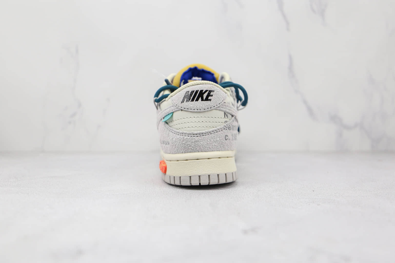 耐克Nike Dunk Low 50 x Off-White联名款纯原版本低帮DUNK麂皮灰白绿色板鞋原楦头纸板打造 货号：DJ0950-111