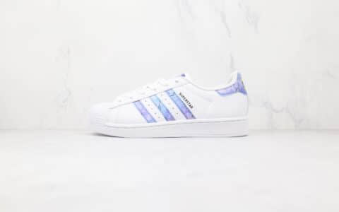 阿迪达斯adidas Superstar Abalone纯原版本三叶草贝壳头白蓝紫色蓝绿紫渐变激光镭射板鞋原档案数据开发 货号：GZ5217