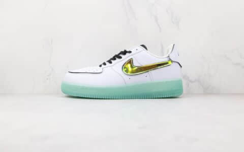 耐克Nike Air Force 1纯原版本低帮空军一号白金色换钩魔术贴夜光底板鞋原盒原标 货号：DH7341-100