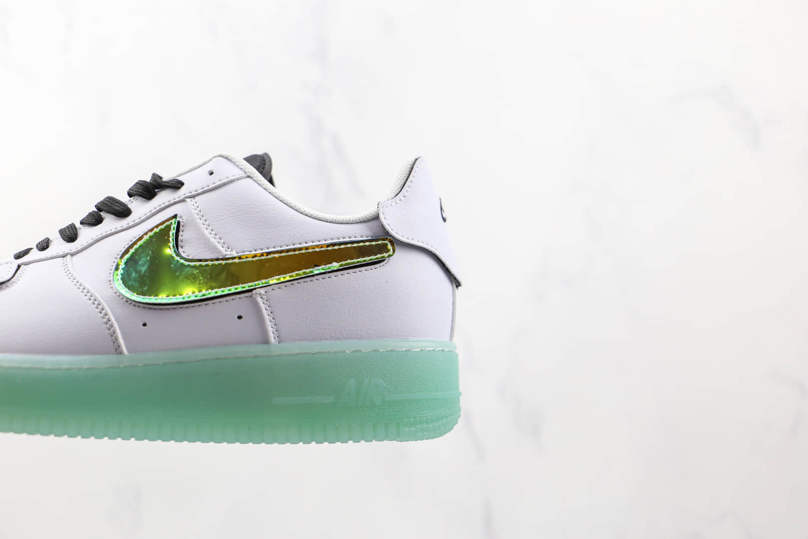 耐克Nike Air Force 1纯原版本低帮空军一号白金色换钩魔术贴夜光底板鞋原盒原标 货号：DH7341-100