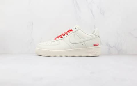 耐克Nike Air Force 1 x Supreme联名款纯原版本低帮空军一号米色板鞋内置气垫 货号：CV9225-126