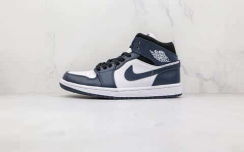 乔丹Air Jordan 1 Mid Dark Teal纯原版本中帮AJ1黑曜石白蓝色板鞋原鞋开模一比一打造 货号：554724-411