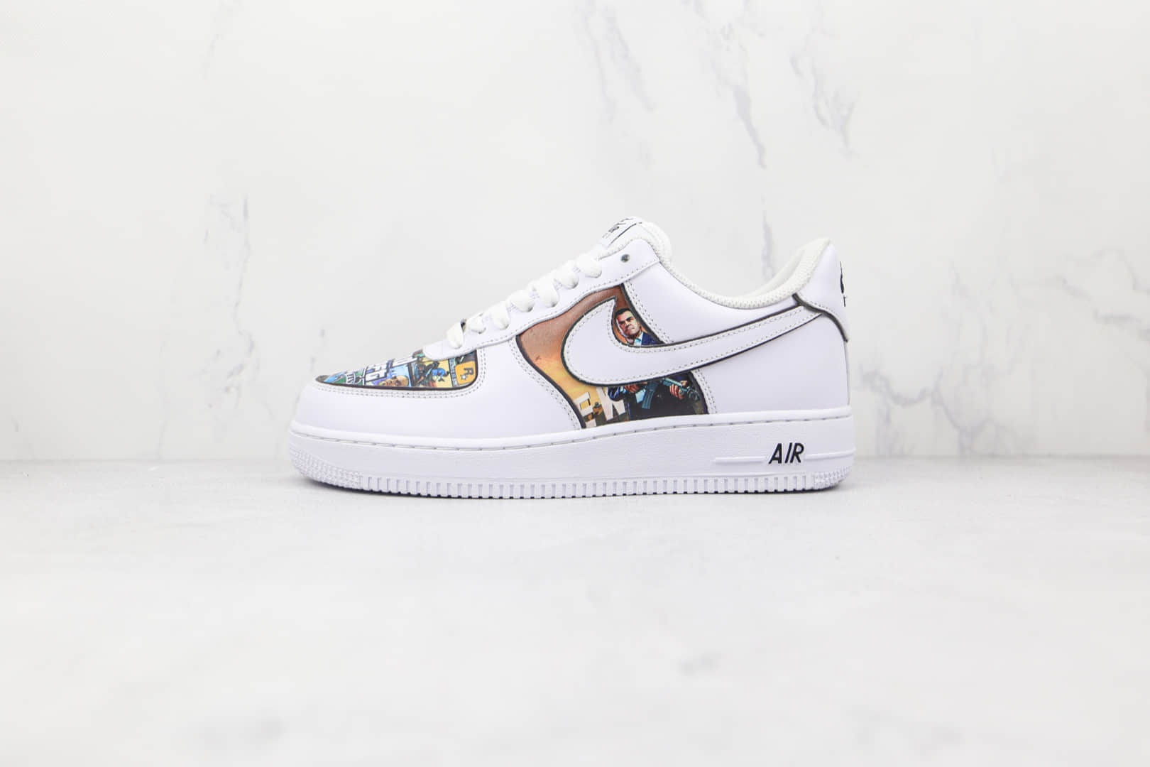 耐克NiKe Air Force 1纯原版本低帮空军一号侠盗飞车联名款GTA5板鞋原楦头纸板打造 货号：CW2288-302