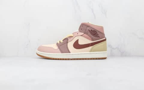 乔丹AIR JORDAN 1 MID SE WMNS纯原版本中帮AJ1红豆奶茶篮球鞋原楦头纸板打造 货号：DO7440-821