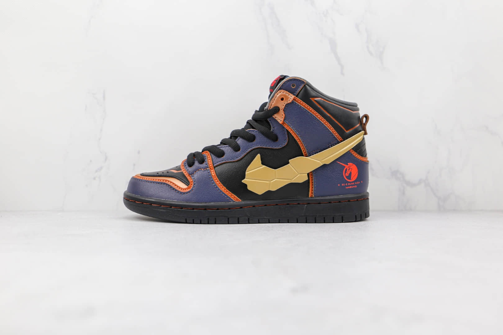 耐克Nike SB Dunk High Pro纯原版本高帮SB DUNK高达联名款黑蓝色换钩板鞋原楦头纸板打造 货号：DH7717-400