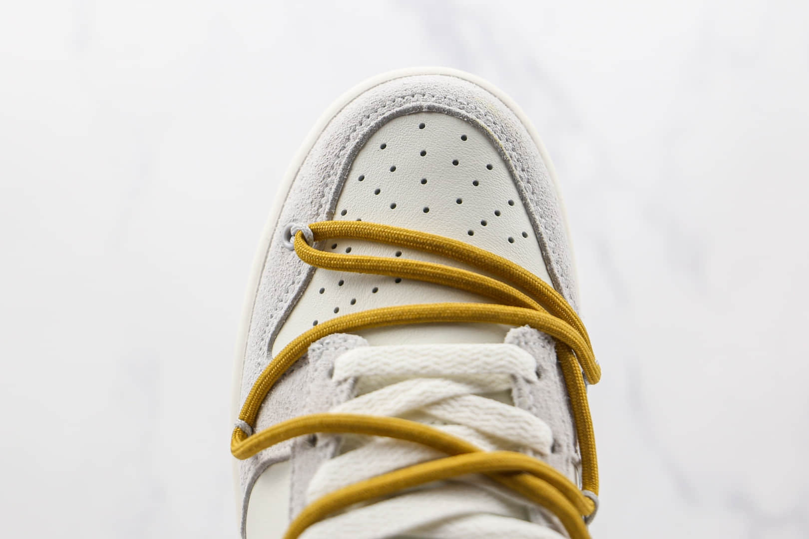耐克Nike Dunk Low 50 x Off-White联名款纯原版本麂皮绒面灰白黄色板鞋原鞋开模一比一打造 货号：DJ0950-105