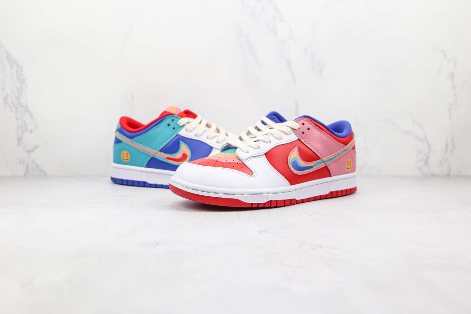 耐克Nike Dunk Low Rainbow x Cactusplantfleamarket联名款纯原版本低帮DUNK笑脸彩虹彩色拼接板鞋原楦头纸板打造 货号：LF4587-001