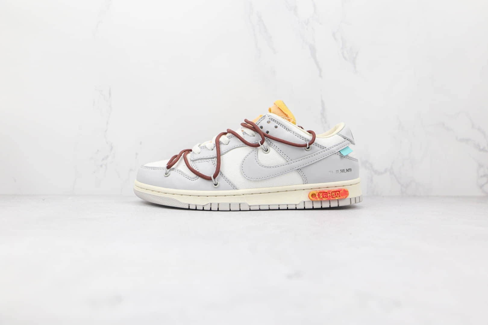 耐克Nike Dunk Low 50 x Off-White联名款纯原版本低帮OW DUNK皮面灰白褐色板鞋原盒原标 货号：DM1602-102