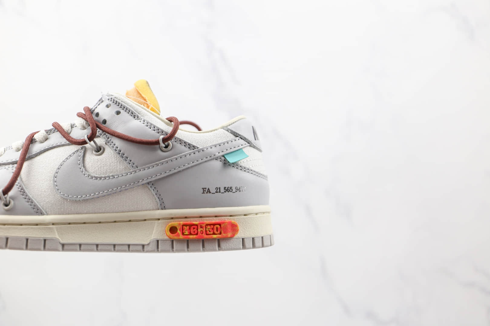 耐克Nike Dunk Low 50 x Off-White联名款纯原版本低帮OW DUNK皮面灰白褐色板鞋原盒原标 货号：DM1602-102