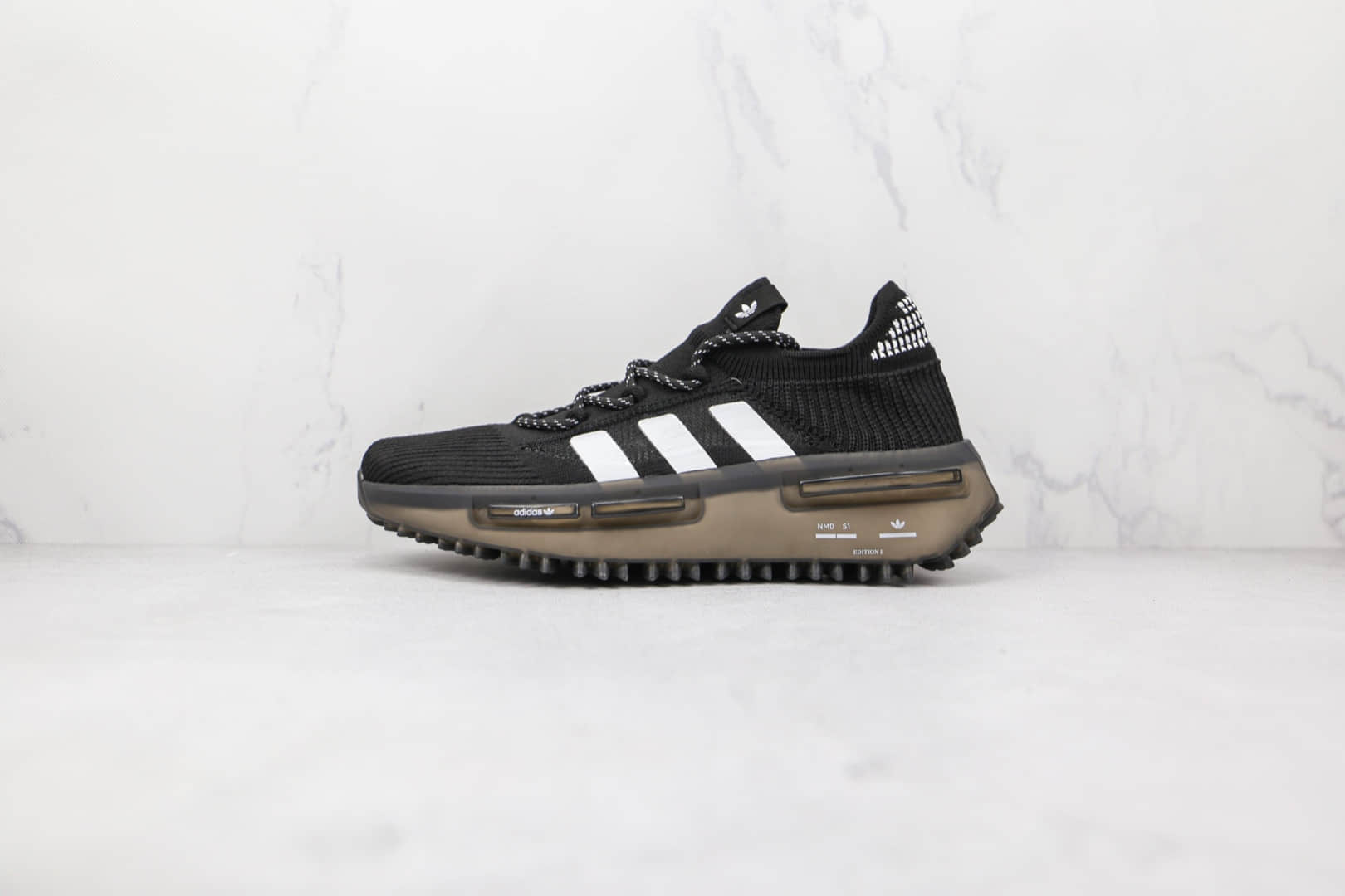 阿迪达斯adidas NMD S1纯原版本菲董黑色NMD爆米花跑鞋原盒原标 货号：GZ7901
