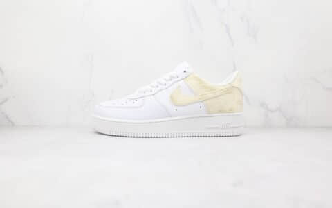 耐克Nike Air Force 1‘07纯原版本低帮空军一号白黄色绒尾板鞋内置气垫 货号：DM9088-001