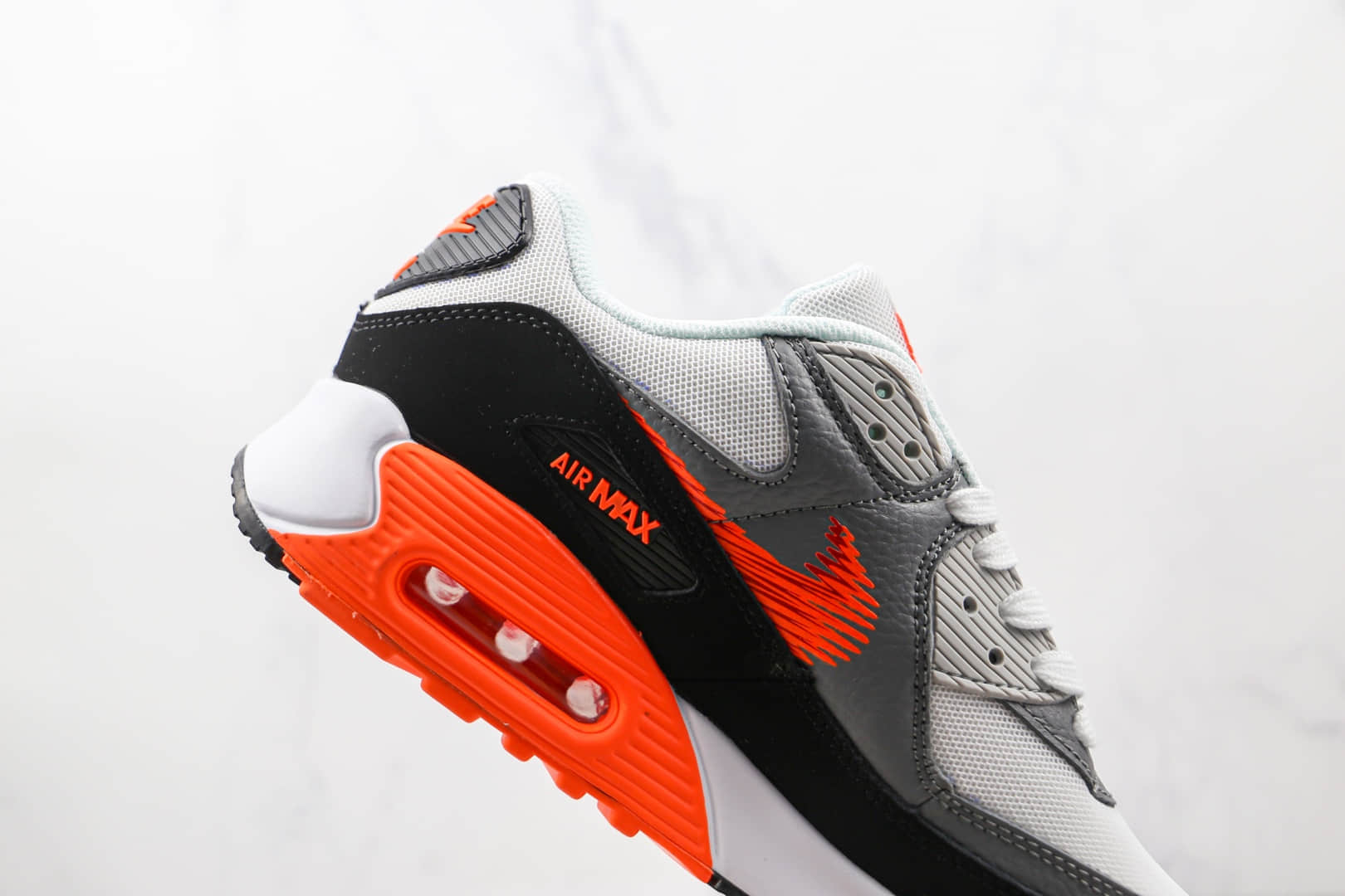 耐克Nike Air Max 90纯原版本黑灰红色Max90气垫鞋原档案数据开发 货号：DN4927-100