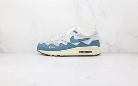 耐克Nike Air Max 1 Monarch 1 x Patta联名款纯原版本灰蓝色波浪纹气垫鞋原楦头纸板打造 货号：DH1348-004