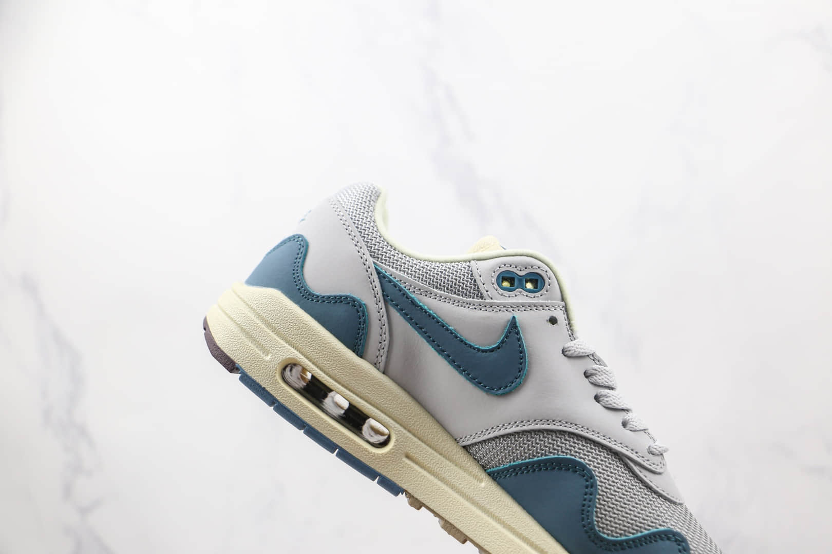 耐克Nike Air Max 1 Monarch 1 x Patta联名款纯原版本灰蓝色波浪纹气垫鞋原楦头纸板打造 货号：DH1348-004