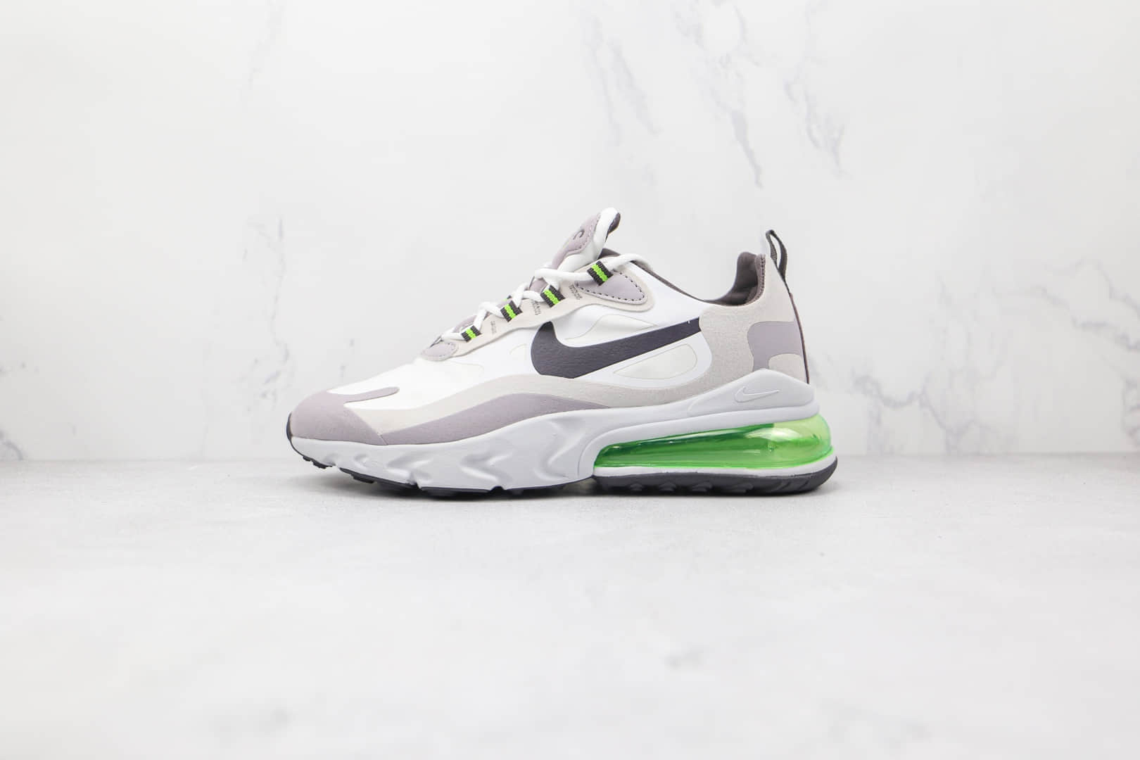 耐克Nike Air Max 270 React纯原版本白灰绿色Max270半掌气垫鞋原档案数据开发 货号：CI3866-100