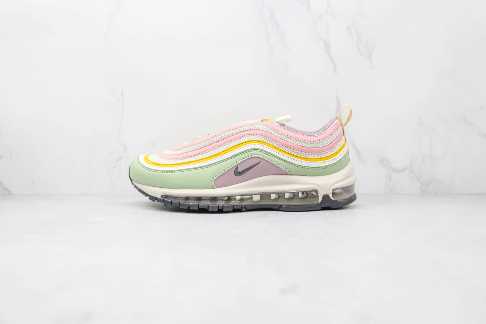 耐克Nike Air Max 97纯原版本子弹头Max97彩色拼接绿紫粉色气垫鞋原楦头纸板打造 货号：DH1594-001