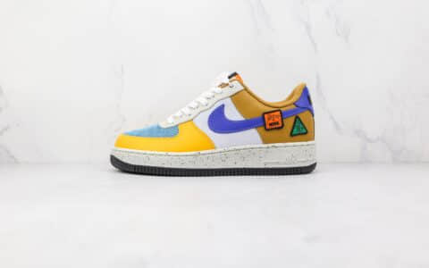 耐克Nike Air Force 1 Low ACG纯原版本低帮空军一号马赛克黄棕蓝色彩色拼接板鞋内置气垫 货号：DO4657-740