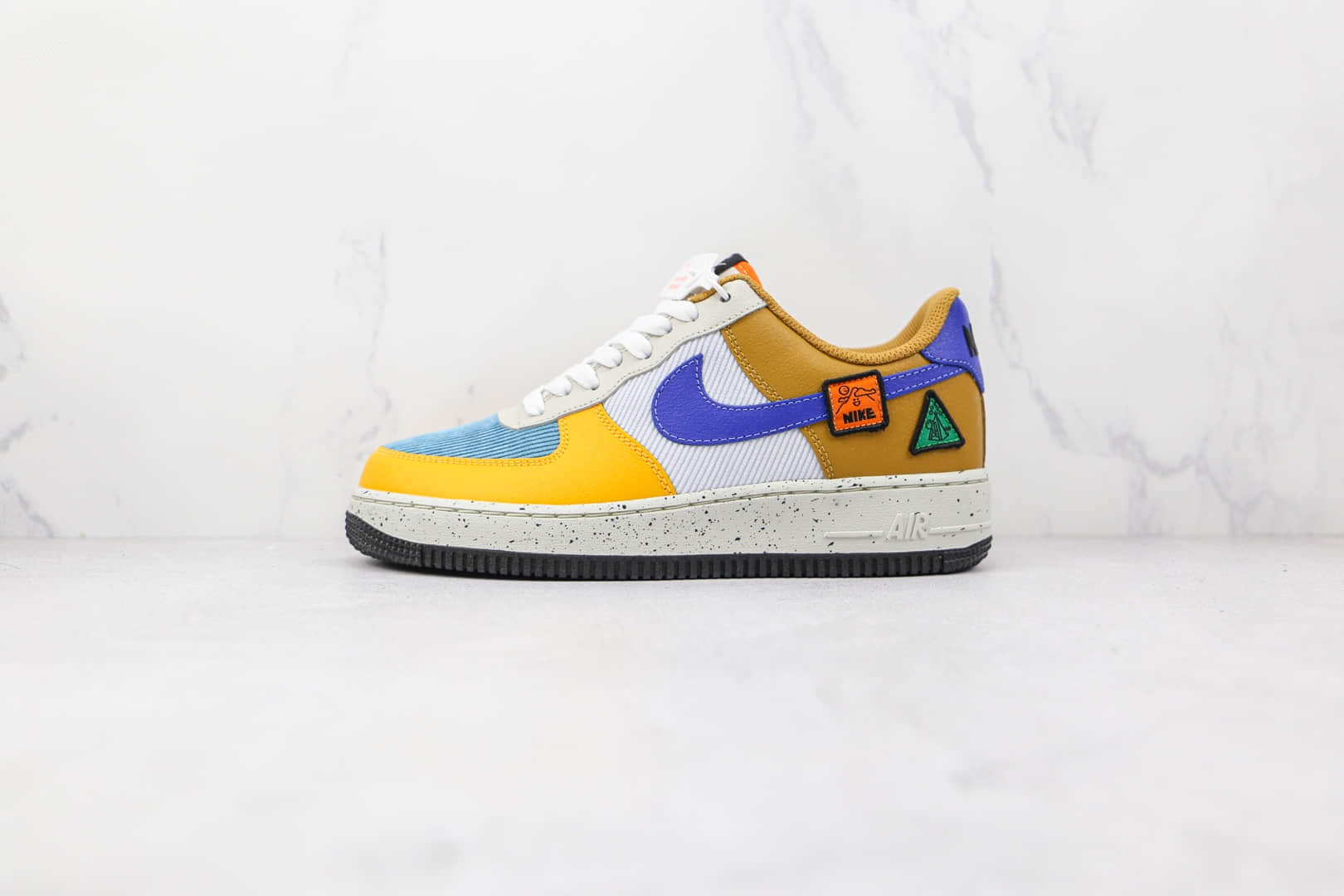 耐克Nike Air Force 1 Low ACG纯原版本低帮空军一号马赛克黄棕蓝色彩色拼接板鞋内置气垫 货号：DO4657-740