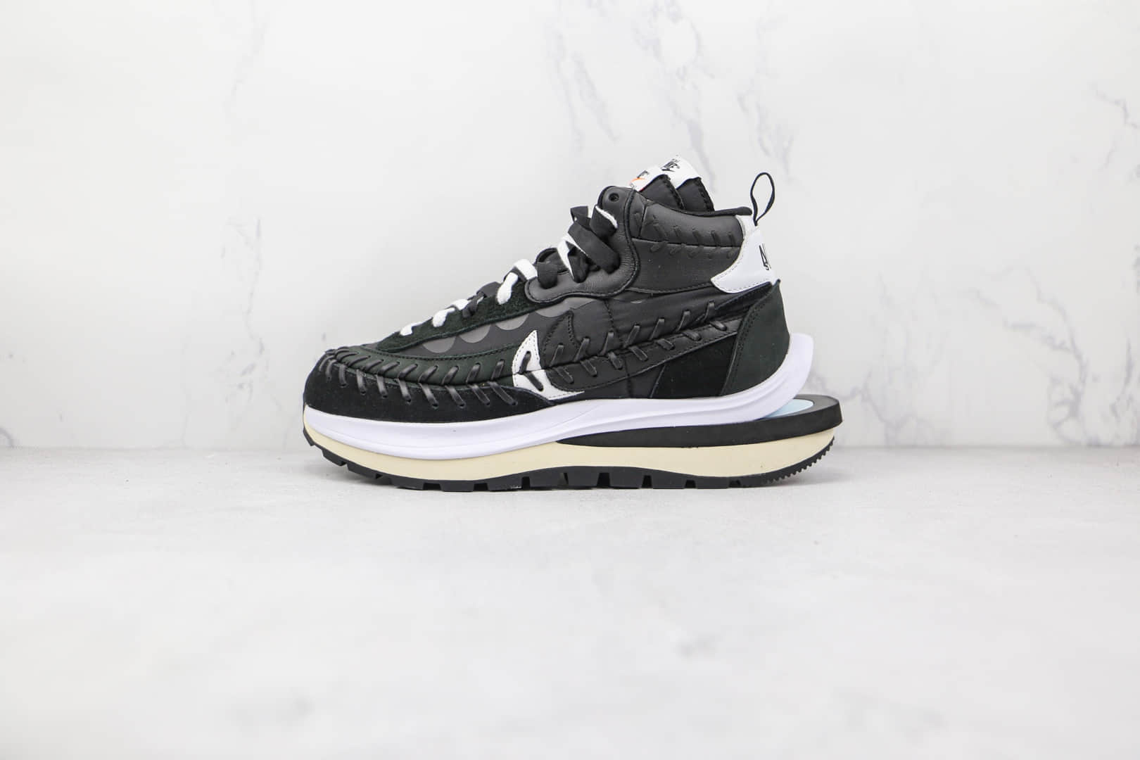 耐克Nike VaporWaffle Black WSD x sacai x Jean Paul Gaultier纯原版本三方联名款中帮黑白色缝合老爹鞋原档案数据开发 货号：DH9186-001