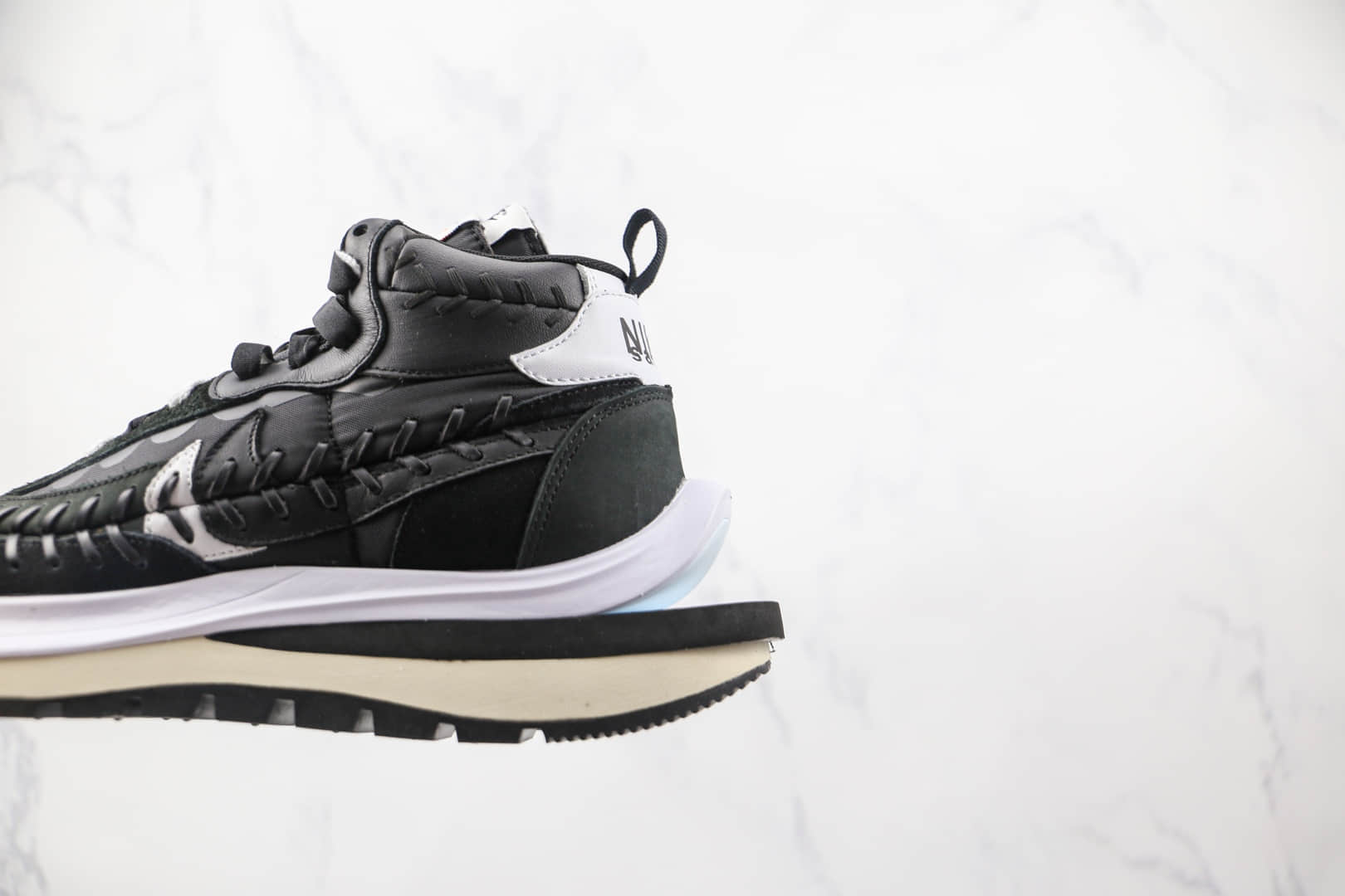耐克Nike VaporWaffle Black WSD x sacai x Jean Paul Gaultier纯原版本三方联名款中帮黑白色缝合老爹鞋原档案数据开发 货号：DH9186-001
