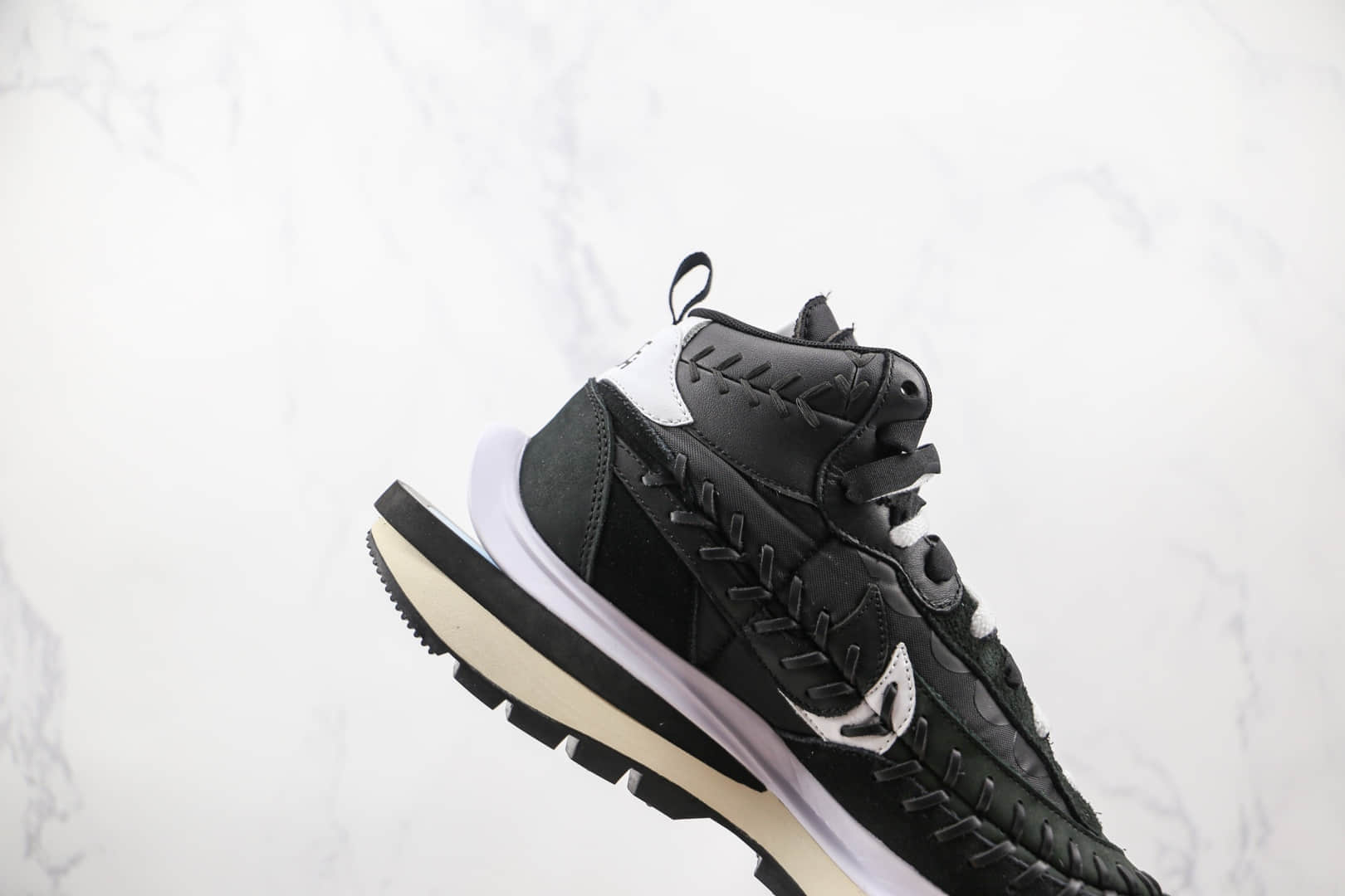 耐克Nike VaporWaffle Black WSD x sacai x Jean Paul Gaultier纯原版本三方联名款中帮黑白色缝合老爹鞋原档案数据开发 货号：DH9186-001