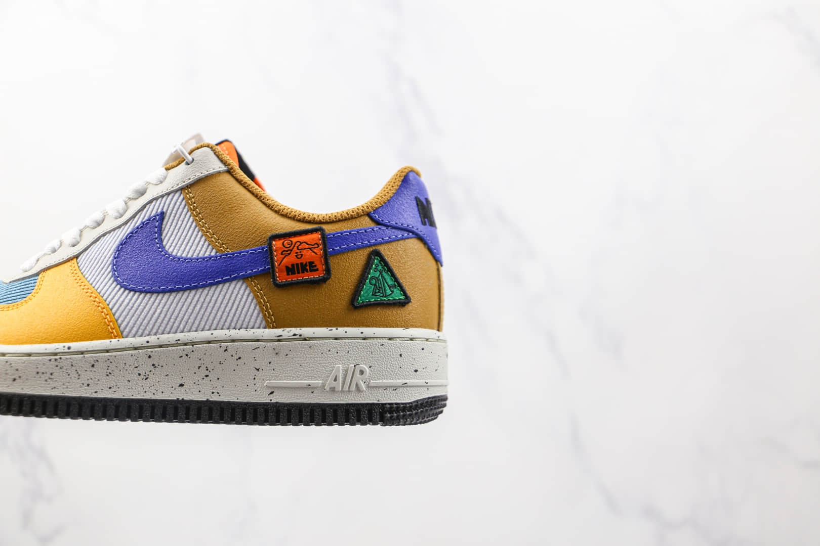 耐克Nike Air Force 1 Low ACG纯原版本低帮空军一号马赛克黄棕蓝色彩色拼接板鞋内置气垫 货号：DO4657-740