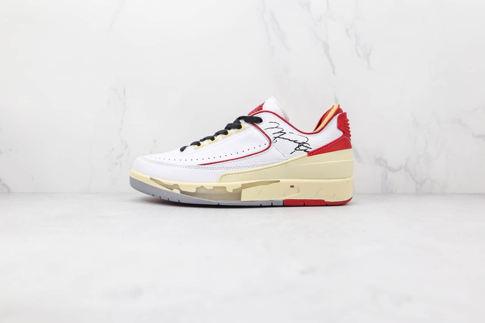 乔丹Air Jordan AJ2 Low SP x Off-White联名款纯原版本AJ2芝加哥白红色篮球鞋原楦头纸板打造 货号：DJ4375-106