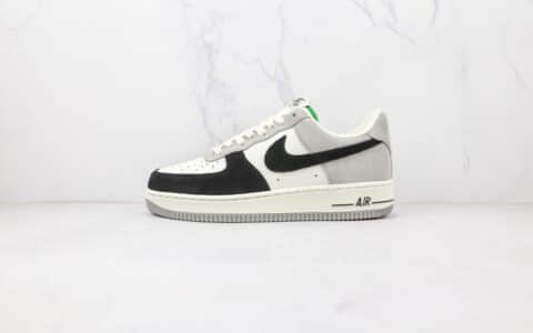 耐克Nike Air Force 1‘07 Low纯原版本低帮空军一号白黑灰色拼色麂皮板鞋内置气垫 货号：DQ2396-026