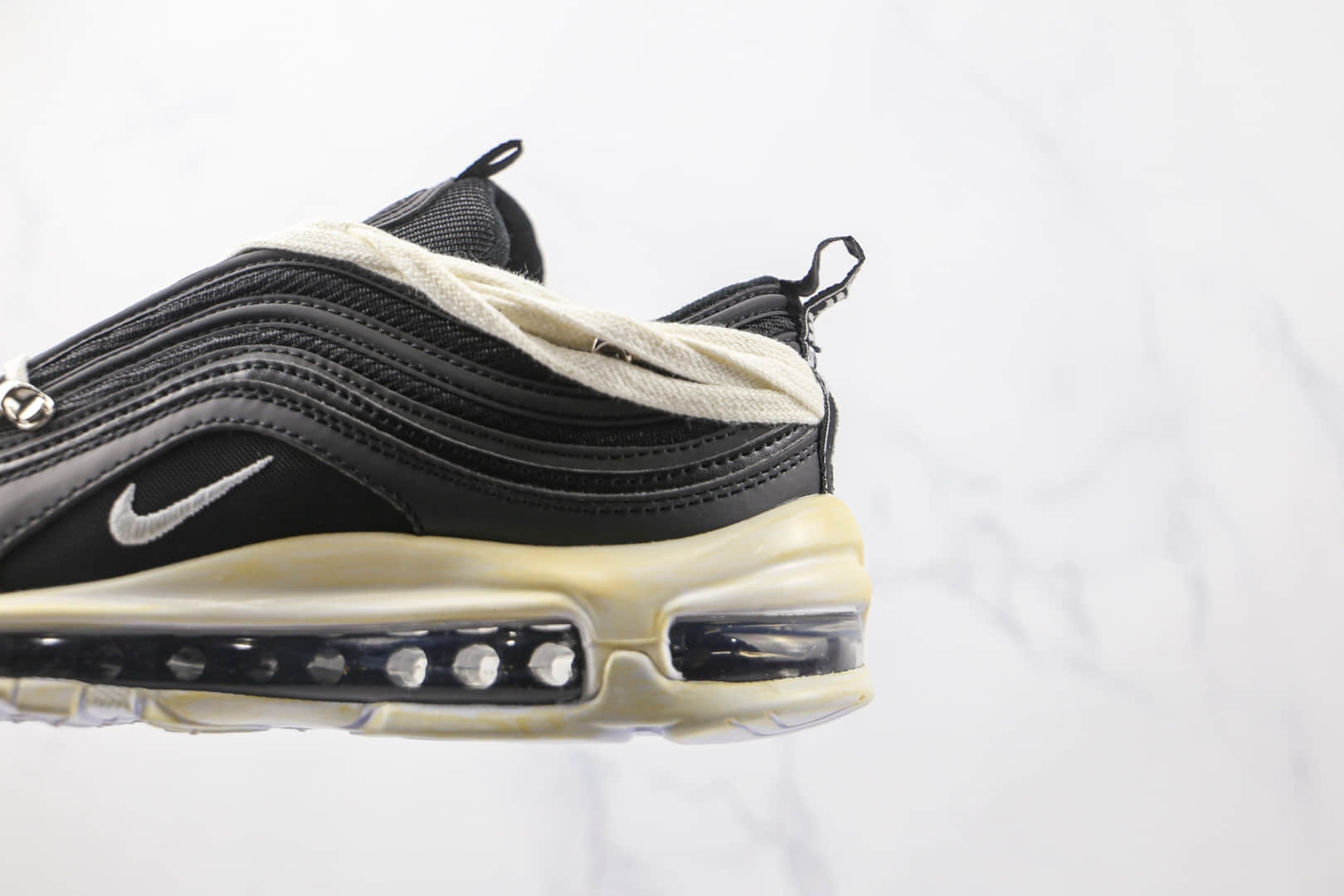 耐克Nike Air Max 97纯原版本黑白绑带Max97气垫鞋原楦头纸板打造 货号：921826-001