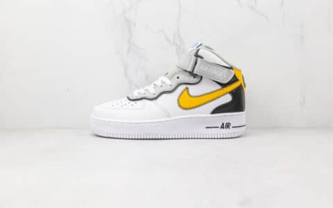 耐克Nike Air Force 1 Mid Athletic Club纯原版本中帮空军一号黑黄灰色缝线勾板鞋内置气垫 货号：DH7451-101