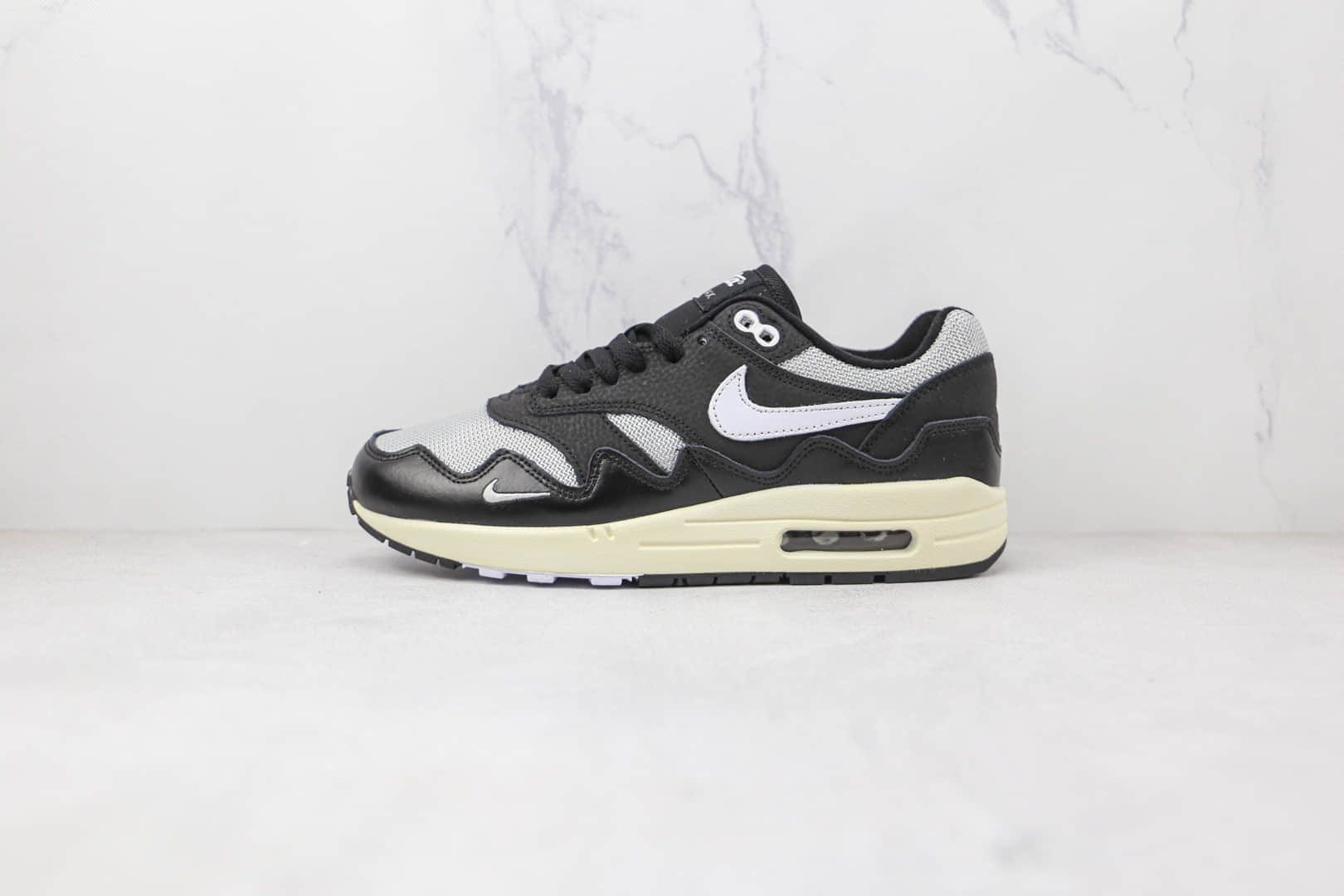 耐克Nike Air Max 1 Monarch 1 x Patta联名款纯原版本黑灰色波浪纹Max1气垫鞋原楦头纸板打造 货号：DQ0299-001