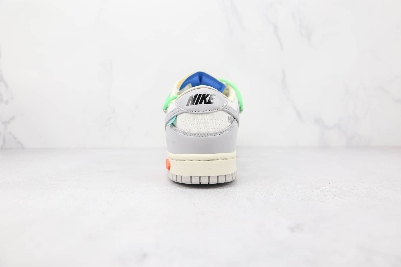 耐克Nike Dunk Low 50 x Off-White联名款纯原版本低帮皮面灰白绿色橙黄色标“2650”板鞋原盒原标 货号：DM1602-116