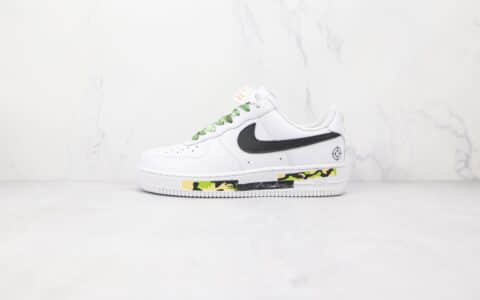 耐克Nike Air Force 1纯原版本低帮空军一号白黑绿色迷彩板鞋内置气垫 货号：CW2288-111