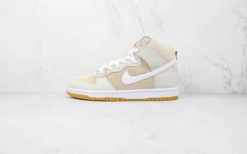 耐克Nike SB Dunk High Unbleached Pack纯原版本高帮SB DUNK布面白黄亚麻色板鞋原档案数据开发 货号：DA9626-100