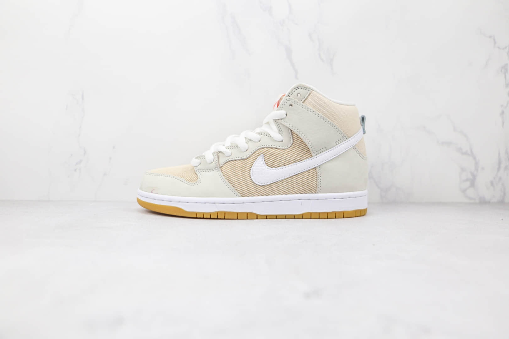 耐克Nike SB Dunk High Unbleached Pack纯原版本高帮SB DUNK布面白黄亚麻色板鞋原档案数据开发 货号：DA9626-100