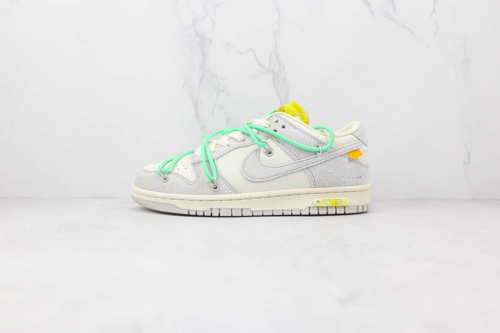 耐克Nike Dunk Low 50 x Off-White联名款纯原版本低帮DUNK麂皮灰白绿色板鞋原档案数据开发 货号：DJ0950-106