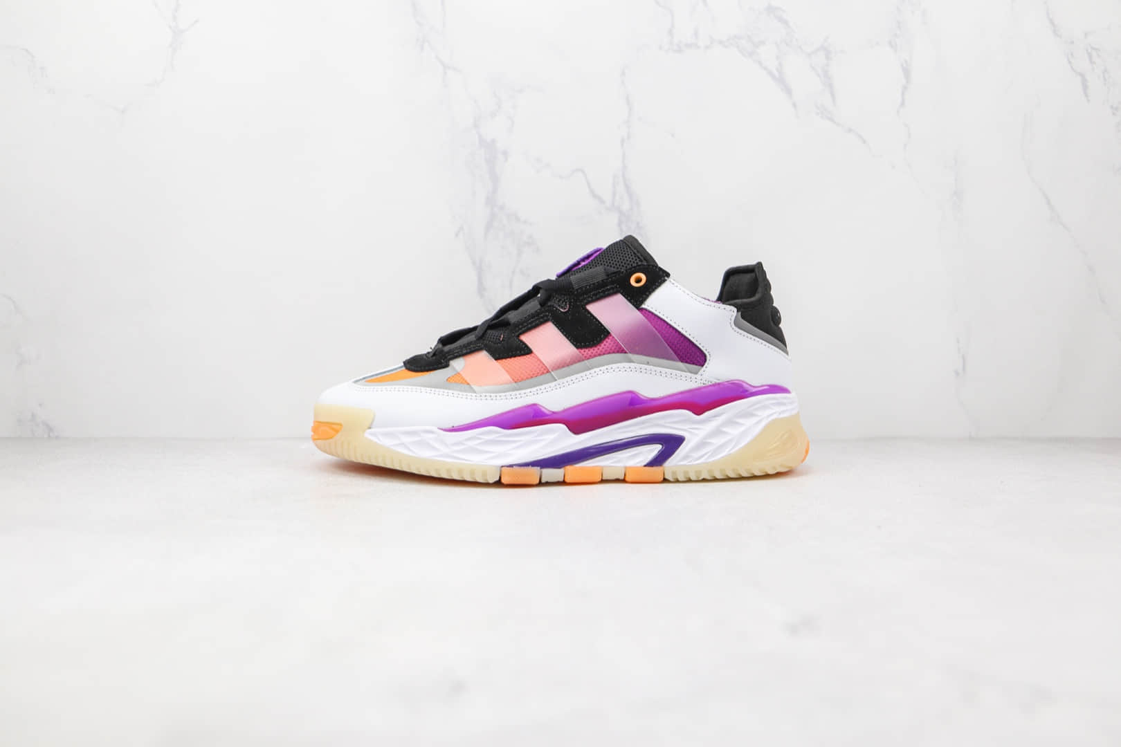 阿迪达斯Adidas Originals NiteBall纯原版本街球系列白粉紫色渐变篮球鞋原楦头纸板打造 货号：S24138
