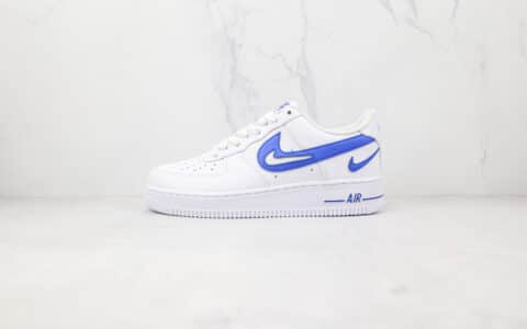 耐克Nike Air Force 1纯原版本低帮空军一号白蓝色大钩三钩板鞋内置气垫 货号：DR0143-100