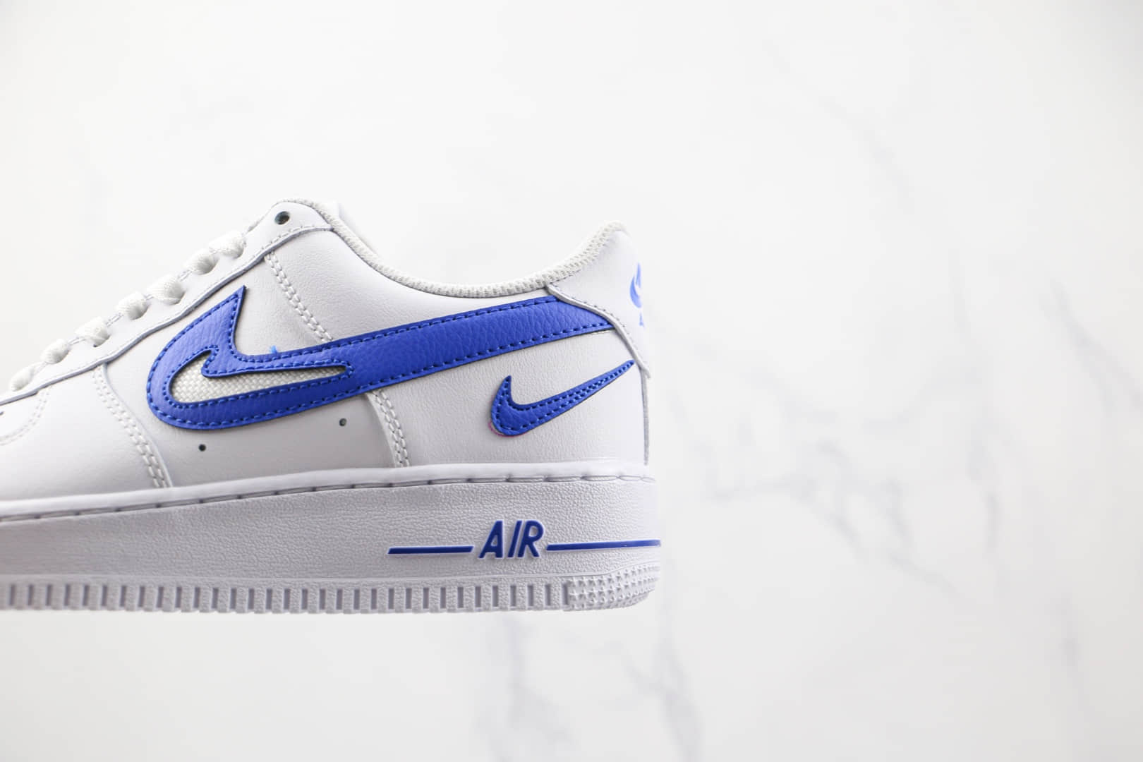 耐克Nike Air Force 1纯原版本低帮空军一号白蓝色大钩三钩板鞋内置气垫 货号：DR0143-100