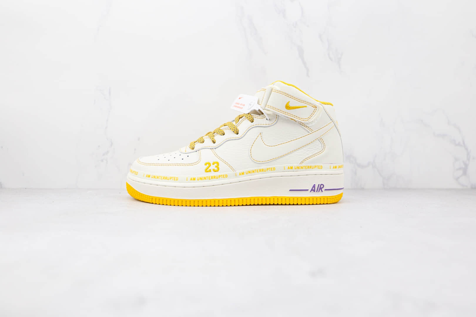 耐克Nike Air Force 1纯原版本中帮空军一号紫金湖人3M反光板鞋内置气垫 货号：DW8802-609