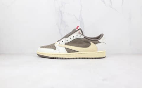 乔丹Nike Air Jordan 1 Low OG Reverse Mocha x Travis Scott联名款纯原版本低帮AJ1倒勾反转摩卡棕白板鞋原楦头纸板打造 货号：DM7866-162