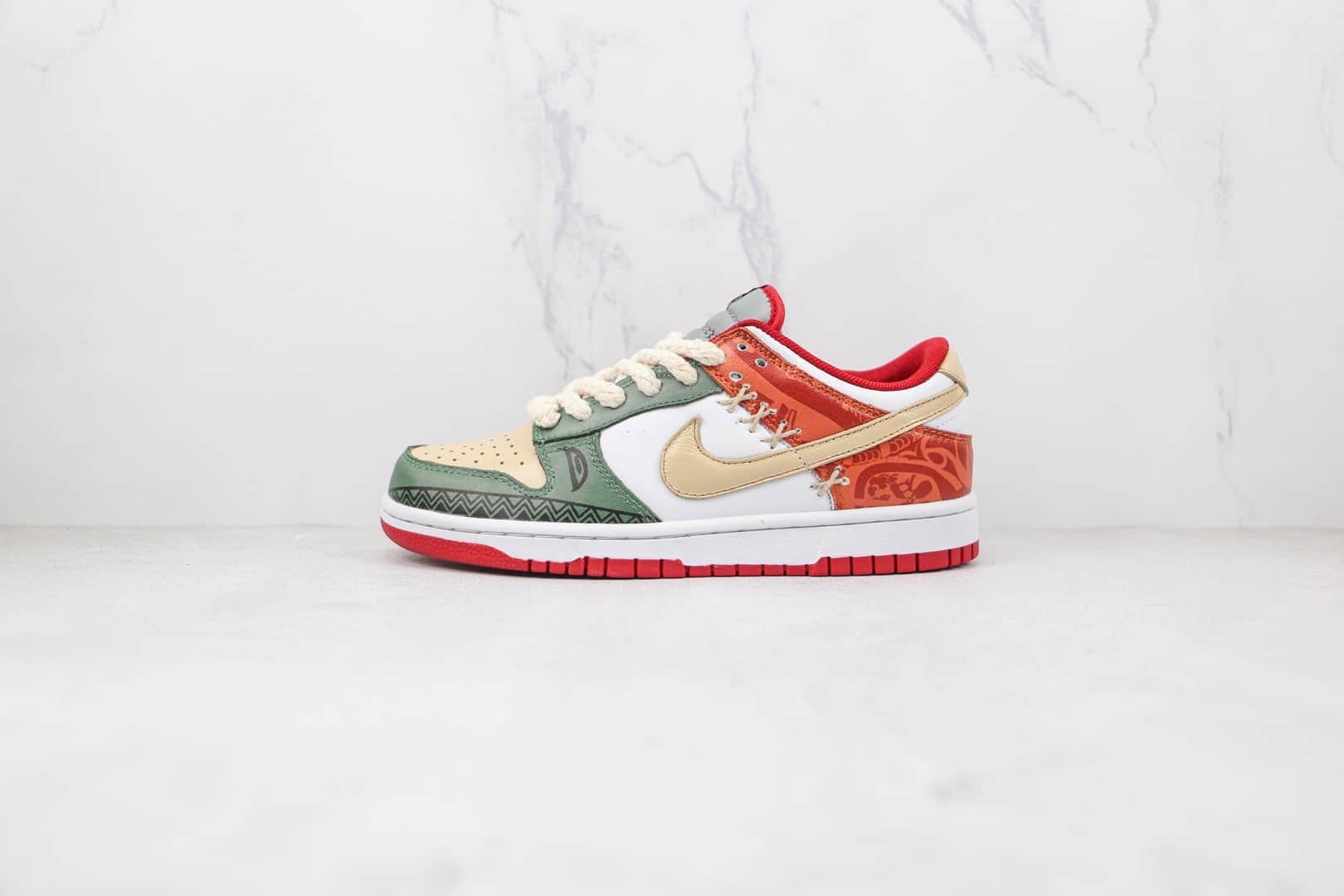 耐克Nike Dunk Low Retro Medium Grey纯原版本低帮SB DUNK年兽古埃及神话白红绿拼色板鞋原档案数据开发 货号：DD1391-002