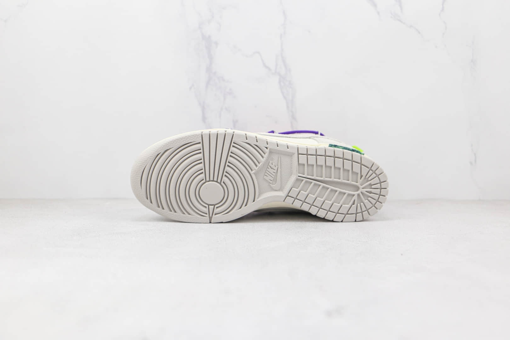 耐克Nike Dunk Low 50 x Off-White联名款纯原版本麂皮灰白紫色绿标板鞋原楦头纸板打造 货号：DJ0950-101