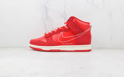 耐克Nike Dunk High First Use纯原版本高帮DUNK大学红板鞋原档案数据开发 货号：DH0960-600