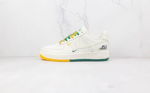 耐克Nike Air Force 1'07纯原版本低帮空军一号白绿黄色双小钩双色底板鞋原档案数据开发 货号：ZJ6695-303