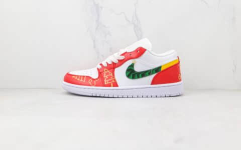 乔丹Air Jordan 1 Low纯原版本低帮AJ1白红色圣诞节限定配色板原盒原标 货号：553558-130