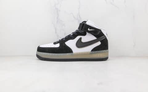 耐克Nike Air Force 1'07 Mid x Slam Jam联名款纯原版本中帮空军一号生胶黑白熊猫配色板鞋内置气垫 货号：BC9825-101