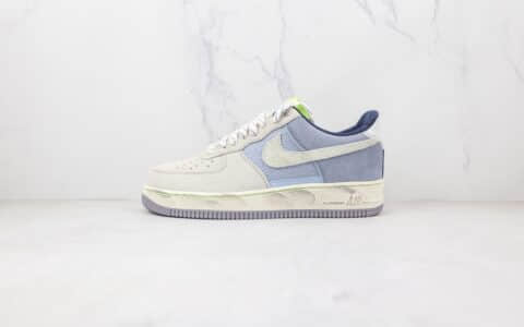 耐克Nike Air Force 1纯原版本低帮空军一号灰蓝色做旧拼色板鞋原楦头纸板打造 货号：DO2339-114