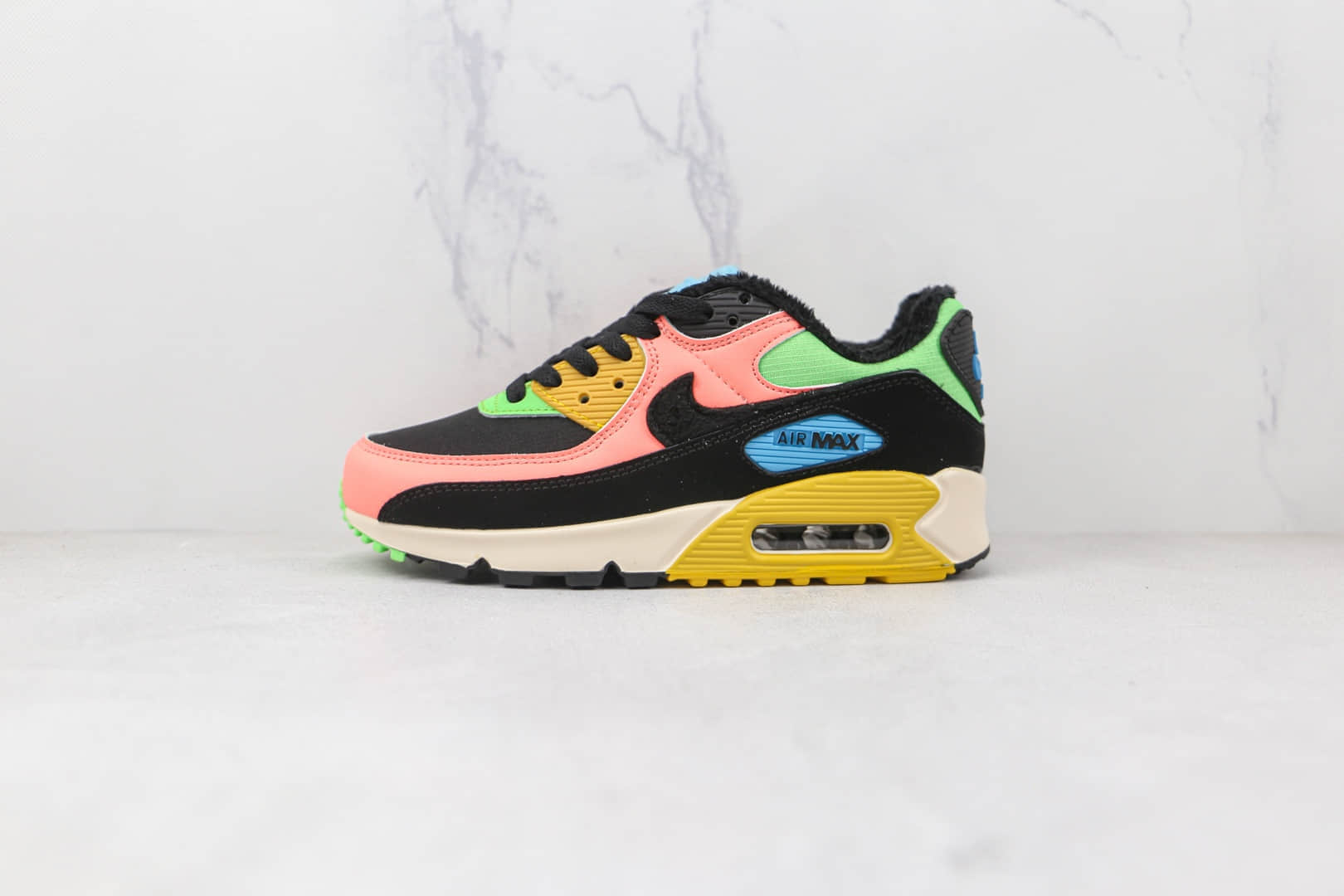 耐克Nike Air Max 90公司级版本复古气垫跑鞋黑粉绿色原盒原标 货号：CT1891-600